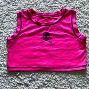 Skull and crossbones cropped tank, emo